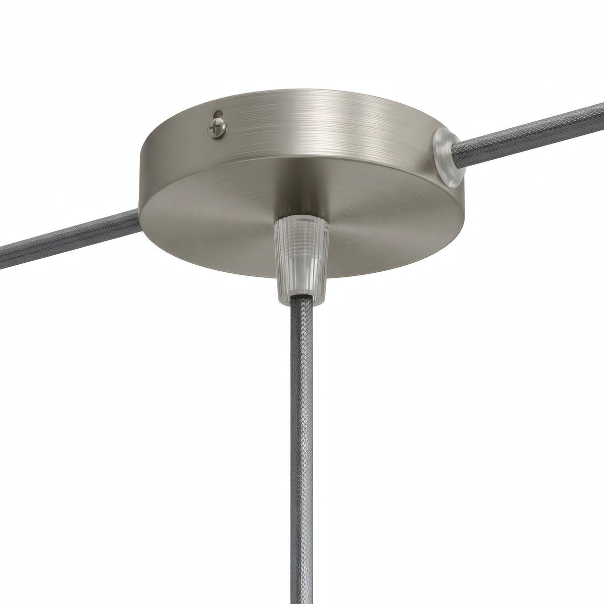 Mini rosone cilindrico in metallo, Ø 83 mm — 1 foro centrale e 2 laterali / Conico in termoplastica / Titanio satinato