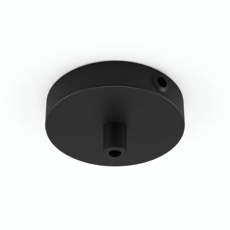 Mini rosone cilindrico in metallo, Ø 83 mm — 1 foro centrale e 2 laterali / Cilindrico in metallo / Nero