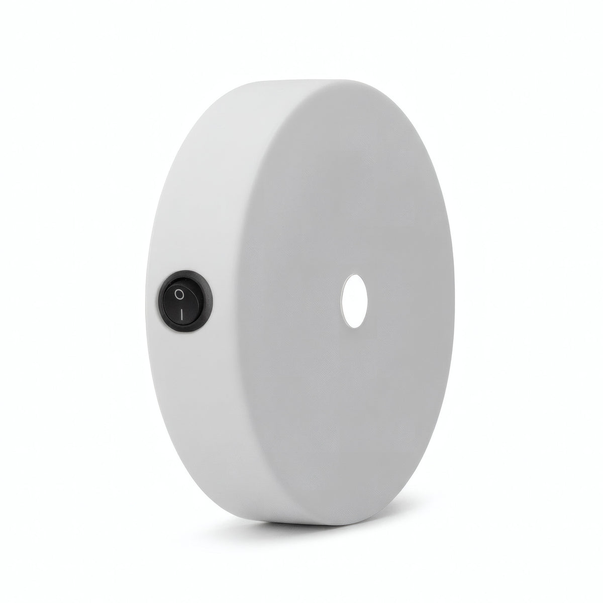 Mini rosone cilindrico in metallo con interruttore, Ø 83 mm — Bianco opaco