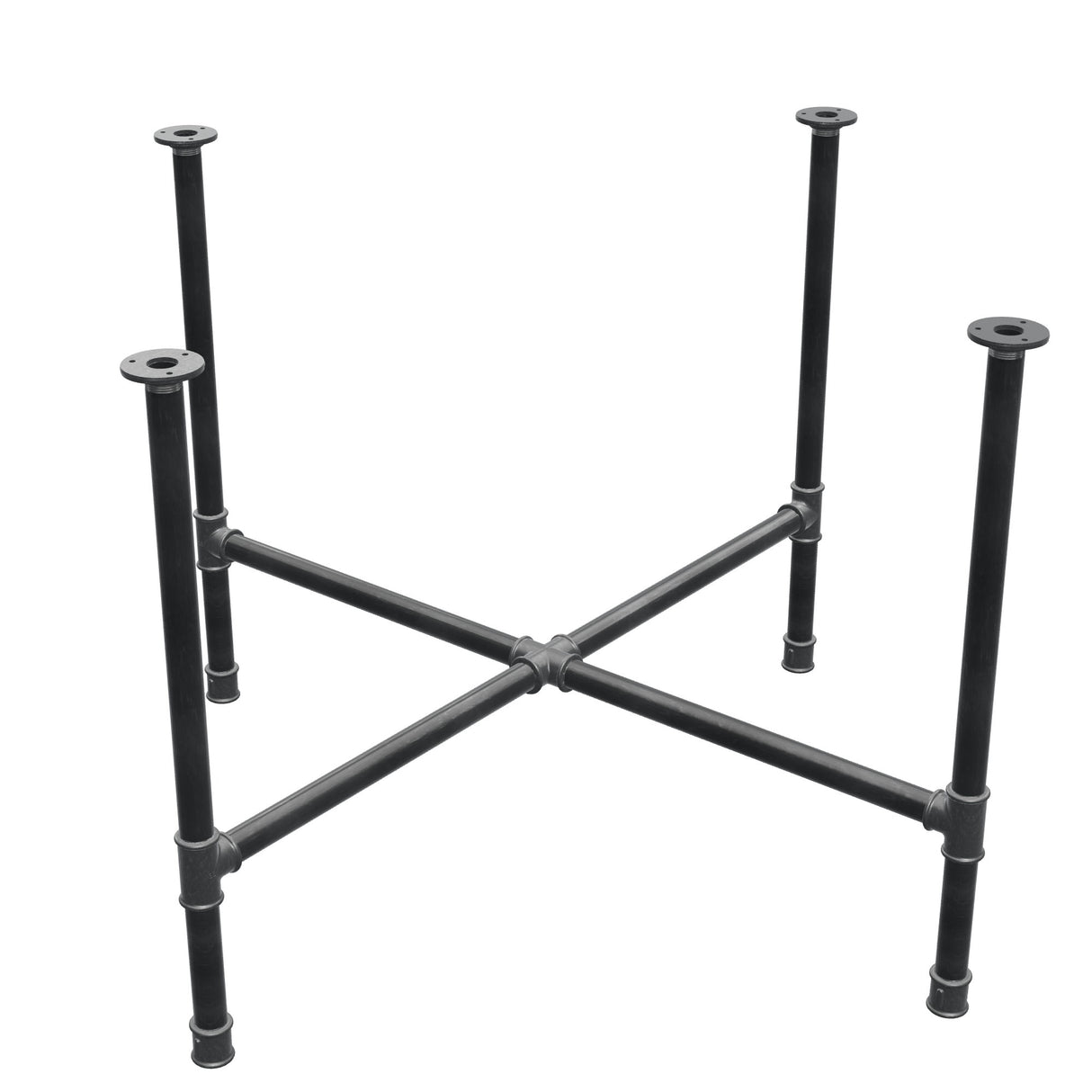 Base per tavolo da pranzo, gambe a croce, ghisa e acciaio Ø 34 mm, 116 × 116 cm, altezza 75 cm