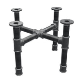 Base per tavolino, gambe a croce, ghisa e acciaio Ø 34 mm, 46 × 46 cm, altezza 32 cm