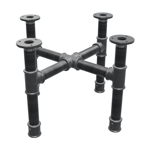 Base per tavolino, gambe a croce, ghisa e acciaio Ø 34 mm, 46 × 46 cm, altezza 32 cm