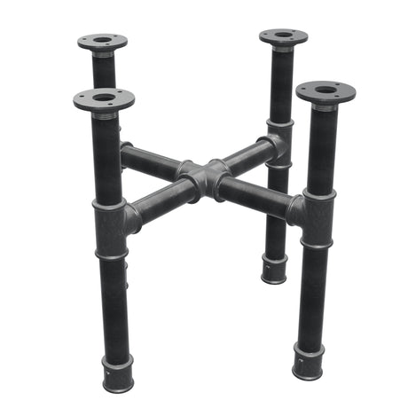 Base per tavolino, gambe a croce, ghisa e acciaio Ø 34 mm, 46 × 46 cm, altezza 42 cm