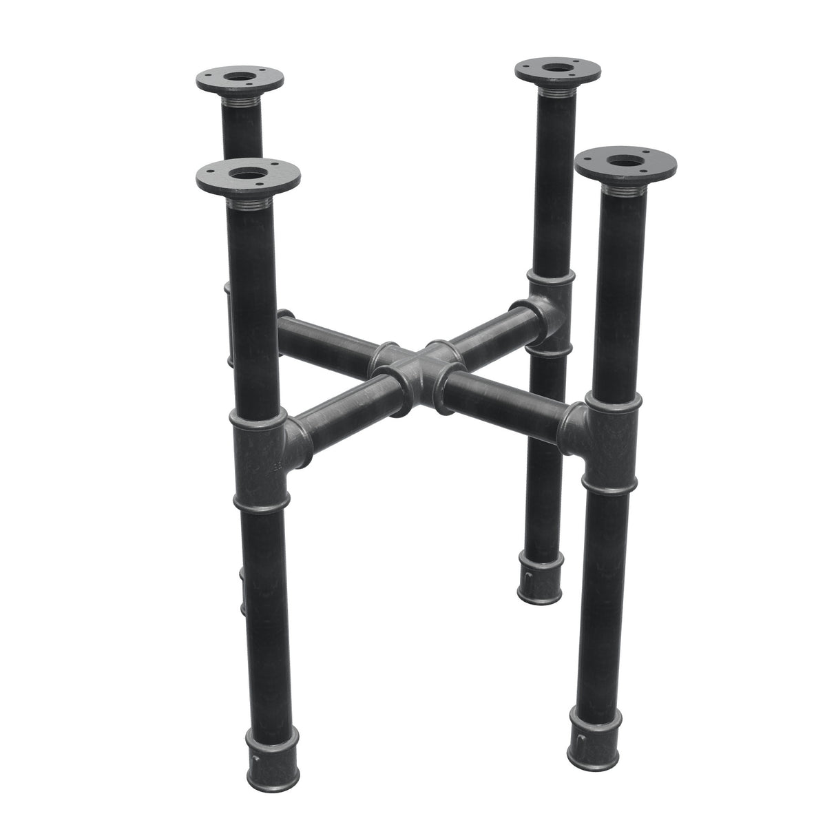 Base per tavolino, gambe a croce, ghisa e acciaio Ø 34 mm, 46 × 46 cm, altezza 52 cm
