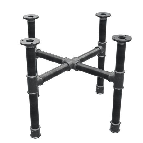 Base per tavolino, gambe a croce, ghisa e acciaio Ø 34 mm, 56 × 56 cm, altezza 42 cm