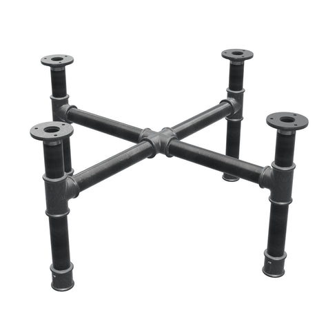 Base per tavolino, gambe a croce, ghisa e acciaio Ø 34 mm, 66 × 66 cm, altezza 32 cm