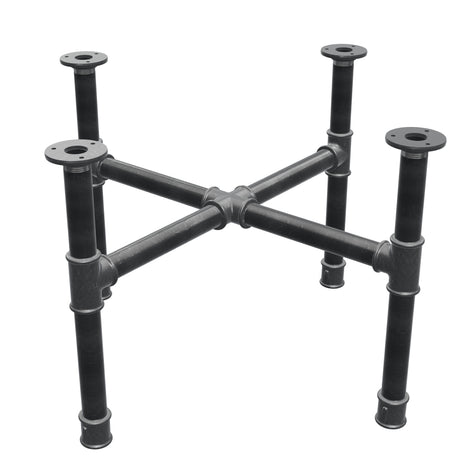 Base per tavolino, gambe a croce, ghisa e acciaio Ø 34 mm, 66 × 66 cm, altezza 42 cm
