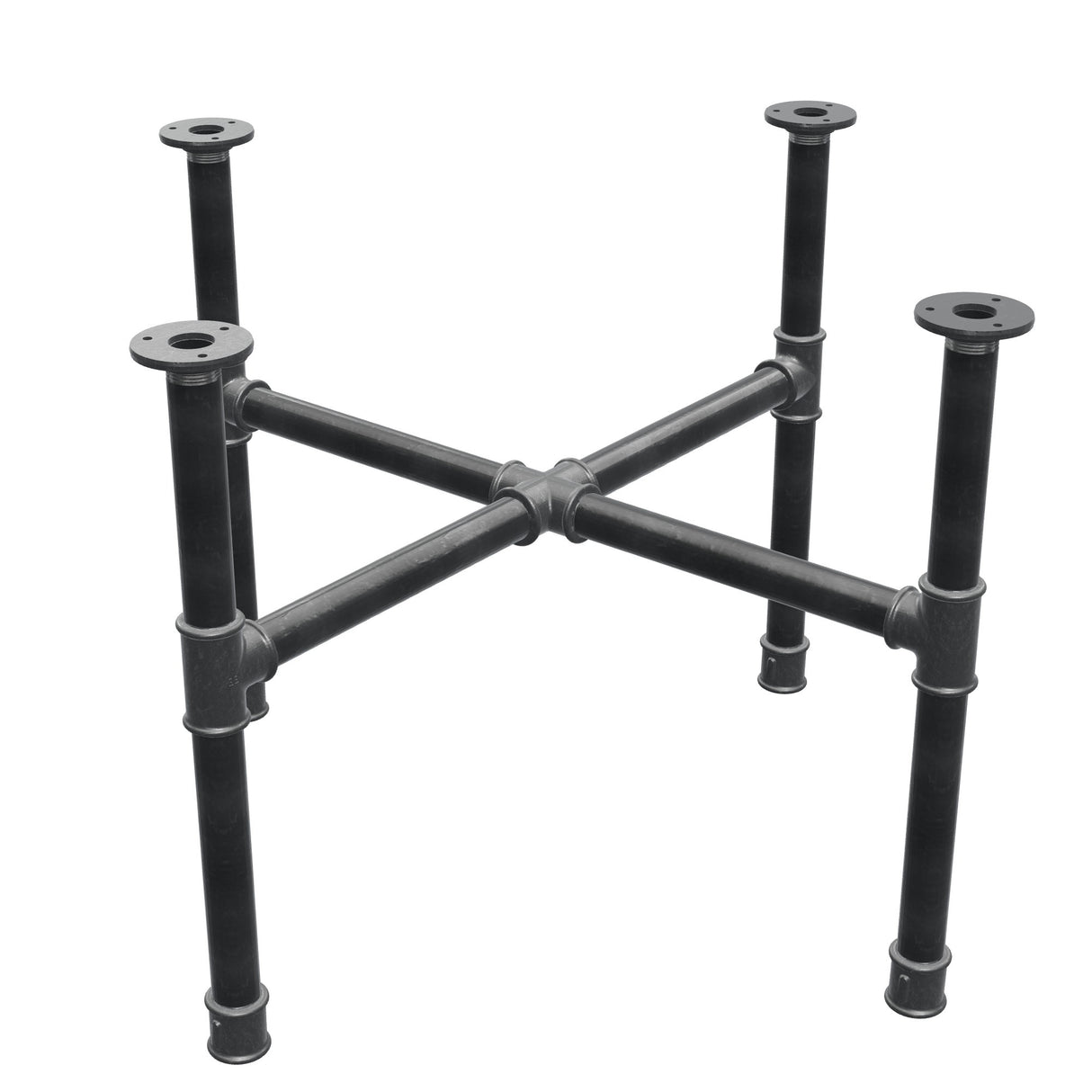 Base per tavolino, gambe a croce, ghisa e acciaio Ø 34 mm, 76 × 76 cm, altezza 52 cm