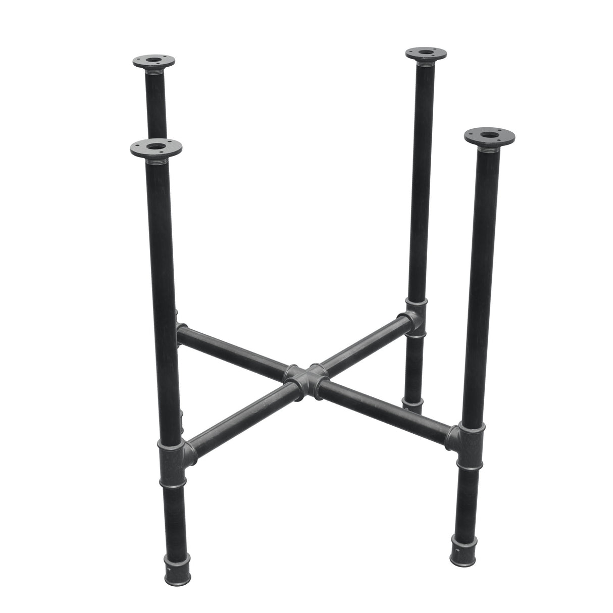 Base per tavolo da pranzo, gambe a croce, ghisa e acciaio Ø 34 mm, 76 × 76 cm, altezza 75 cm