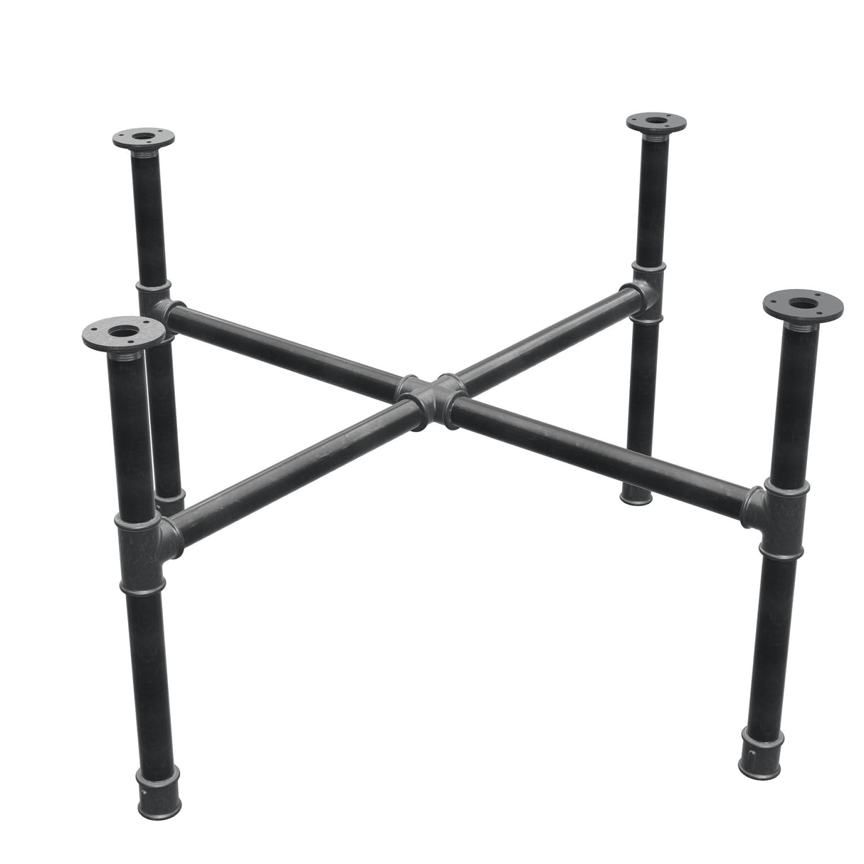 Base per tavolino, gambe a croce, ghisa e acciaio Ø 34 mm, 96 × 96 cm, altezza 52 cm