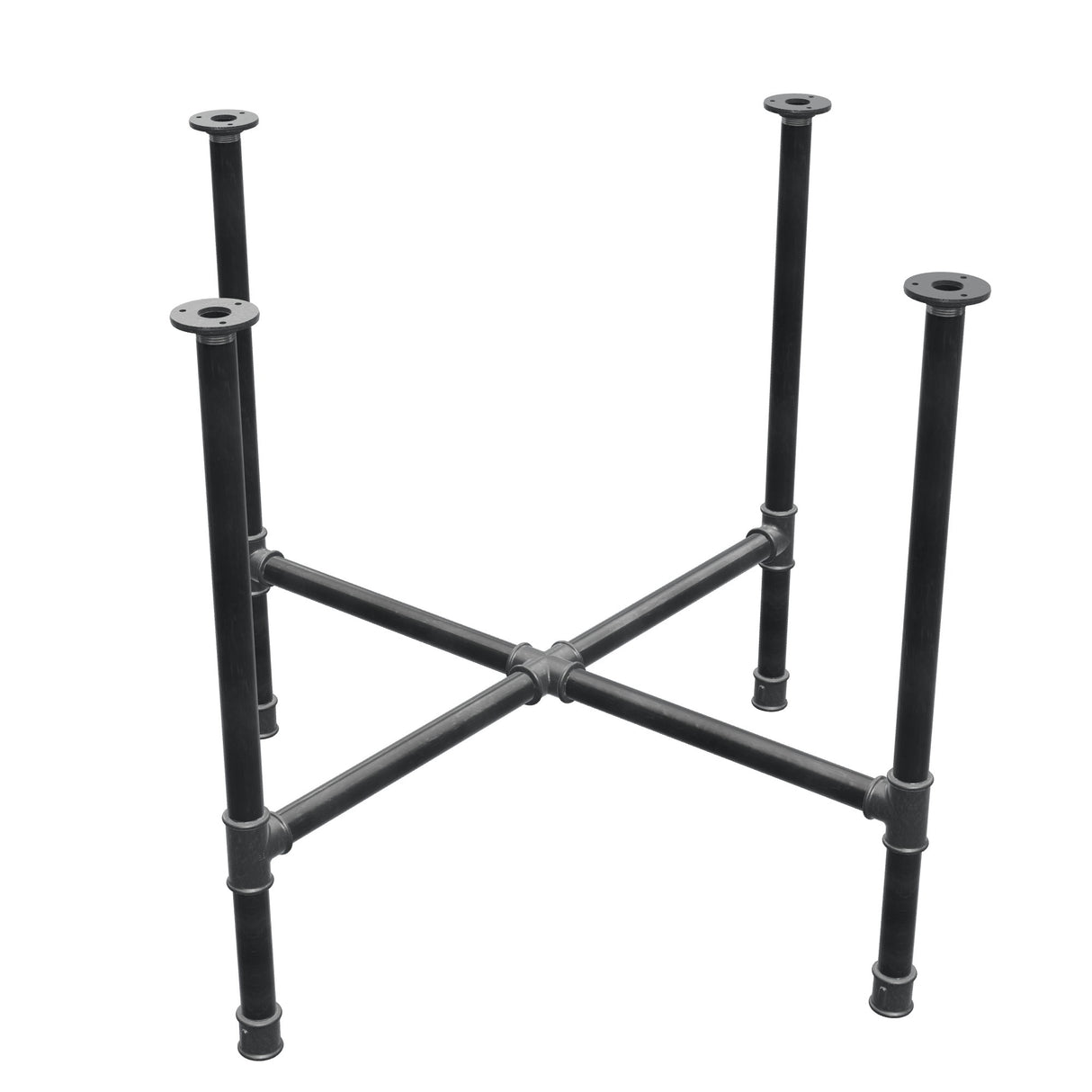 Base per tavolo da pranzo, gambe a croce, ghisa e acciaio Ø 34 mm, 96 × 96 cm, altezza 75 cm