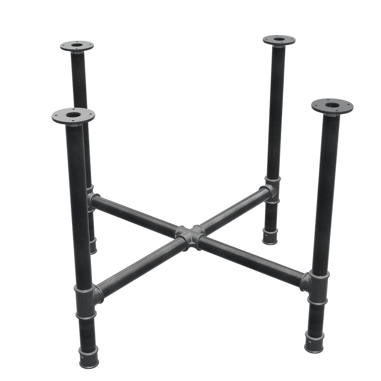 Base per tavolo da pranzo, gambe a croce, ghisa e acciaio Ø 42 mm, 101 × 101 cm, altezza 74 cm