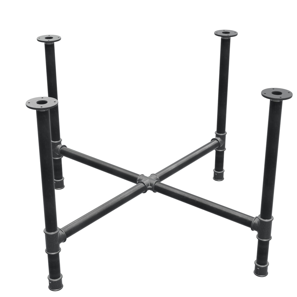 Base per tavolo da pranzo, gambe a croce, ghisa e acciaio Ø 42 mm, 121 × 121 cm, altezza 74 cm
