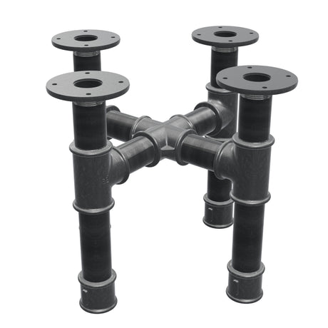 Base per tavolino, gambe a croce, ghisa e acciaio Ø 42 mm, 41 × 41 cm, altezza 34 cm