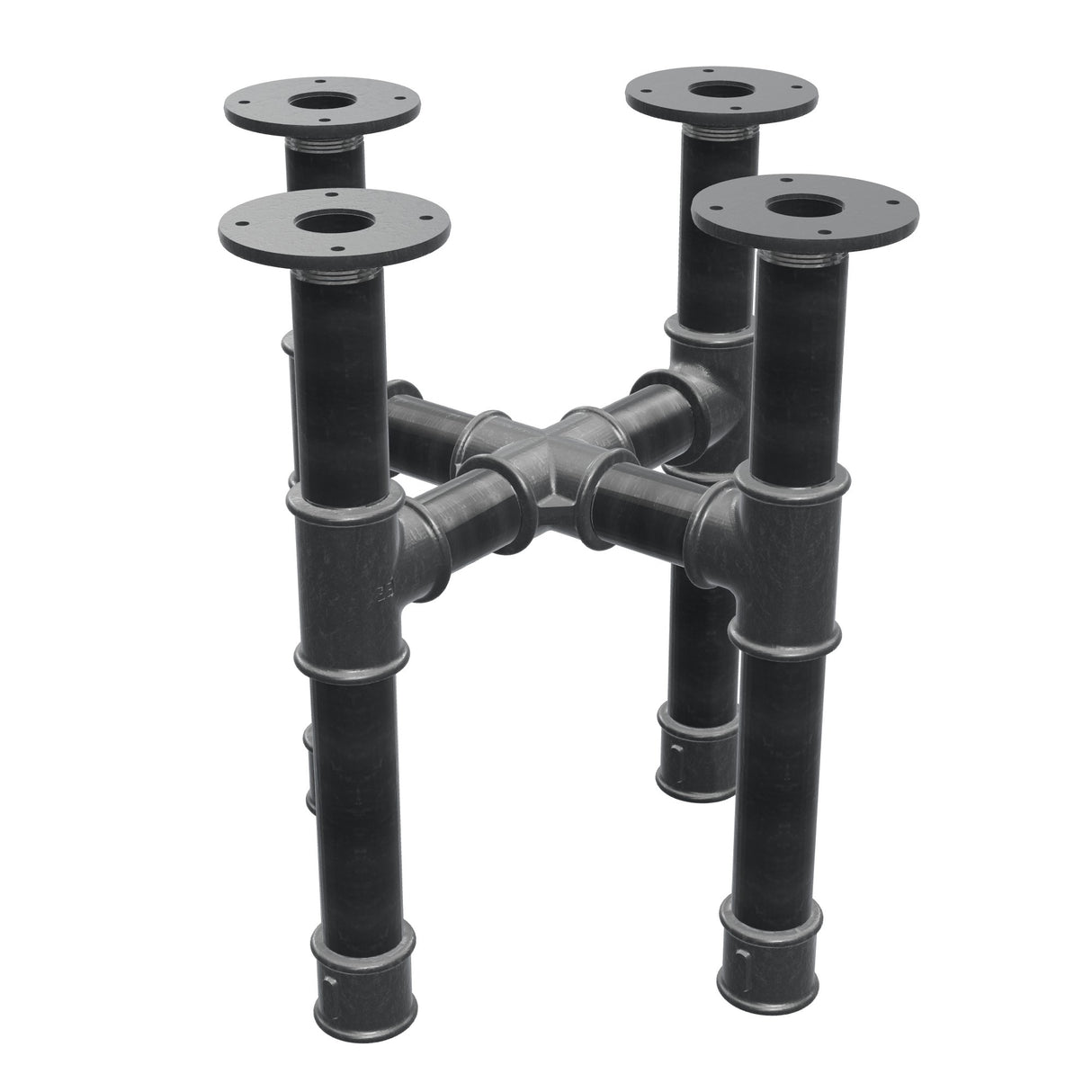 Base per tavolino, gambe a croce, ghisa e acciaio Ø 42 mm, 41 × 41 cm, altezza 44 cm