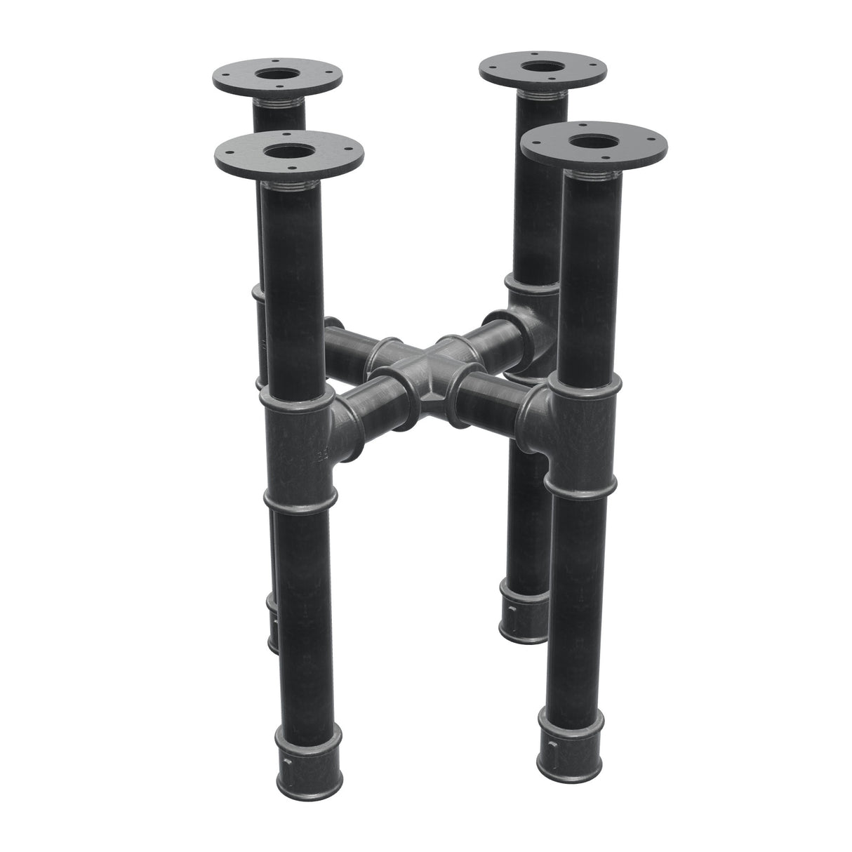 Base per tavolino, gambe a croce, ghisa e acciaio Ø 42 mm, 41 × 41 cm, altezza 54 cm