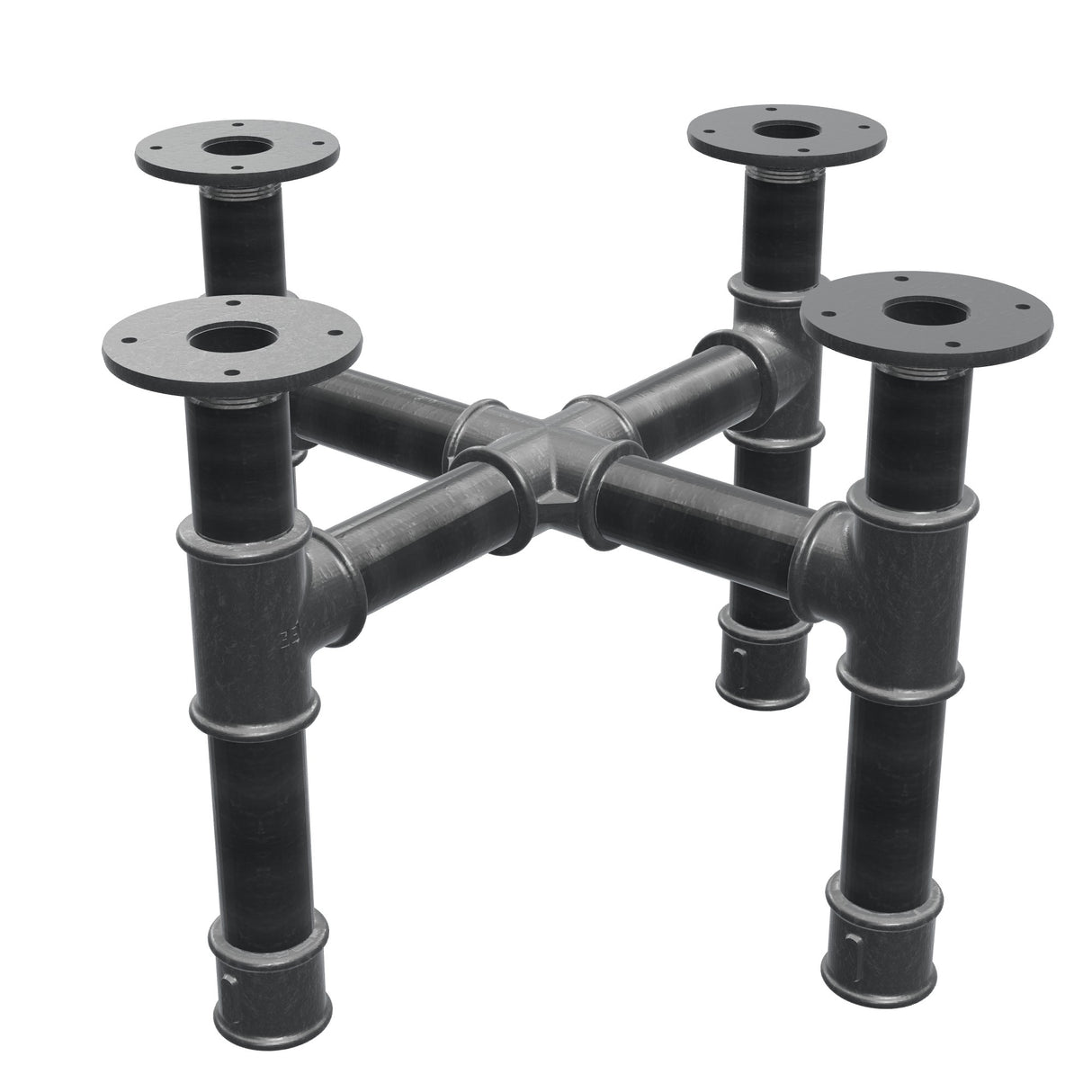 Base per tavolino, gambe a croce, ghisa e acciaio Ø 42 mm, 51 × 51 cm, altezza 34 cm