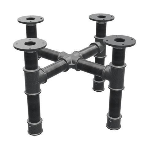 Base per tavolino, gambe a croce, ghisa e acciaio Ø 42 mm, 51 × 51 cm, altezza 34 cm