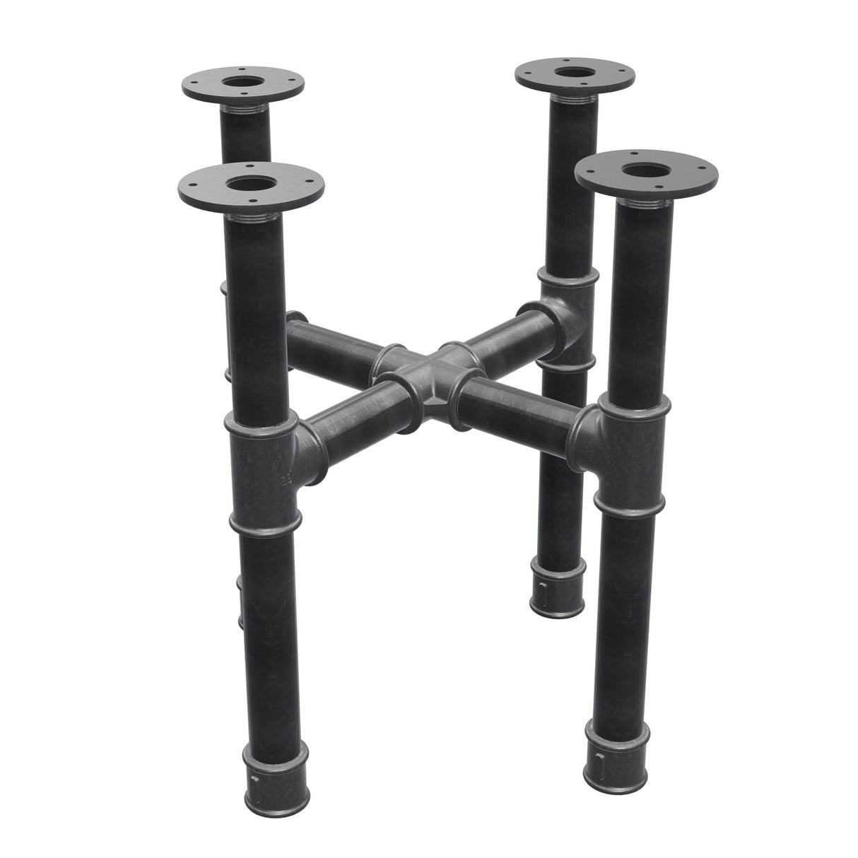 Base per tavolino, gambe a croce, ghisa e acciaio Ø 42 mm, 51 × 51 cm, altezza 54 cm