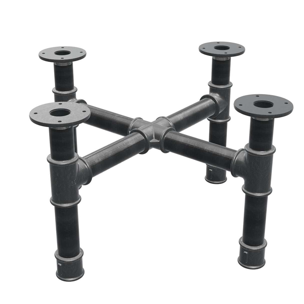Base per tavolino, gambe a croce, ghisa e acciaio Ø 42 mm, 61 × 61 cm, altezza 34 cm