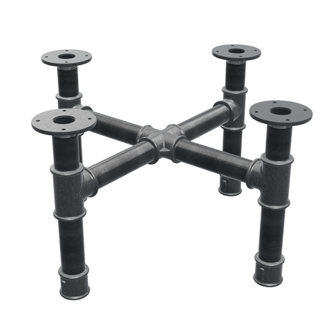 Base per tavolino, gambe a croce, ghisa e acciaio Ø 42 mm, 61 × 61 cm, altezza 34 cm