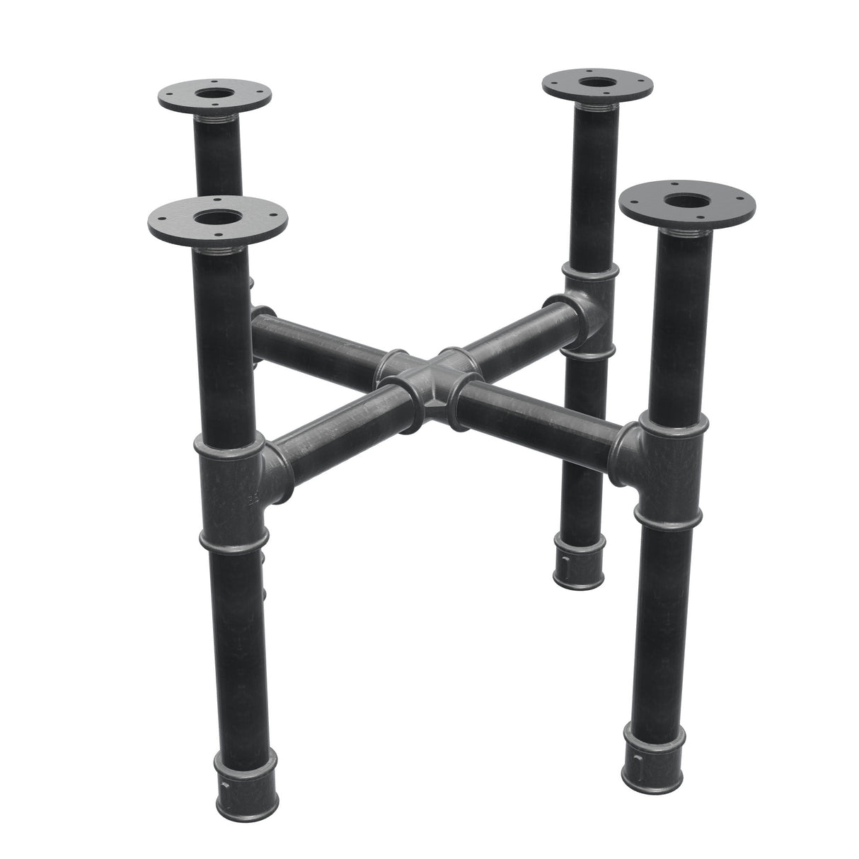 Base per tavolino, gambe a croce, ghisa e acciaio Ø 42 mm, 61 × 61 cm, altezza 54 cm