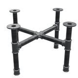 Base per tavolino, gambe a croce, ghisa e acciaio Ø 42 mm, 71 × 71 cm, altezza 44 cm