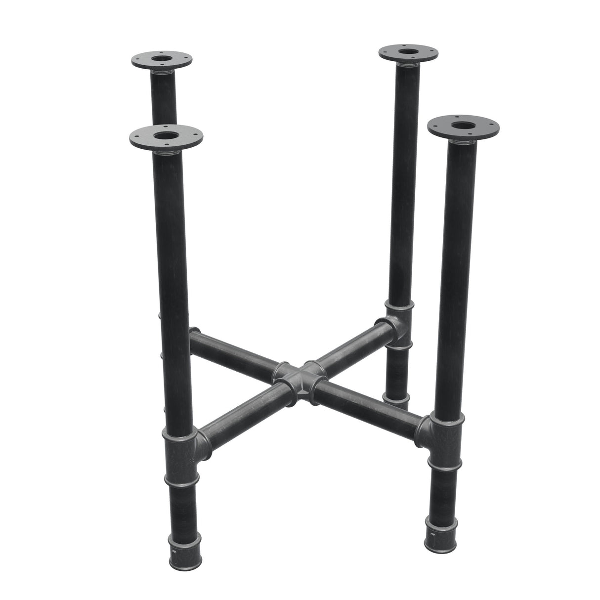 Base per tavolo da pranzo, gambe a croce, ghisa e acciaio Ø 42 mm, 71 × 71 cm, altezza 74 cm
