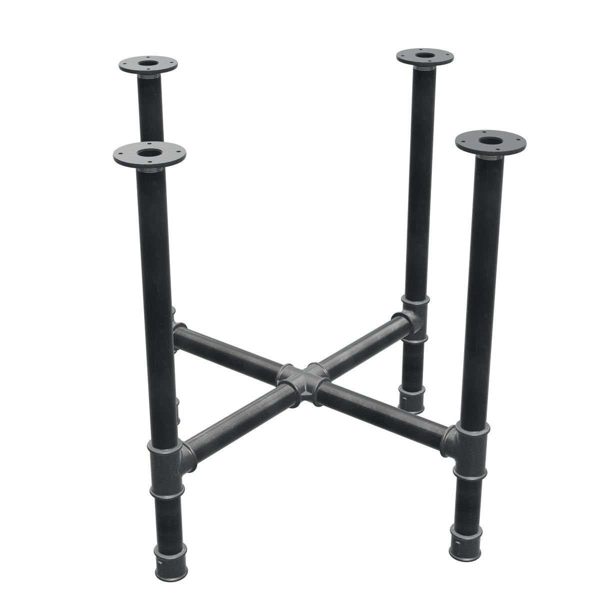 Base per tavolo da pranzo, gambe a croce, ghisa e acciaio Ø 42 mm, 81 × 81 cm, altezza 74 cm