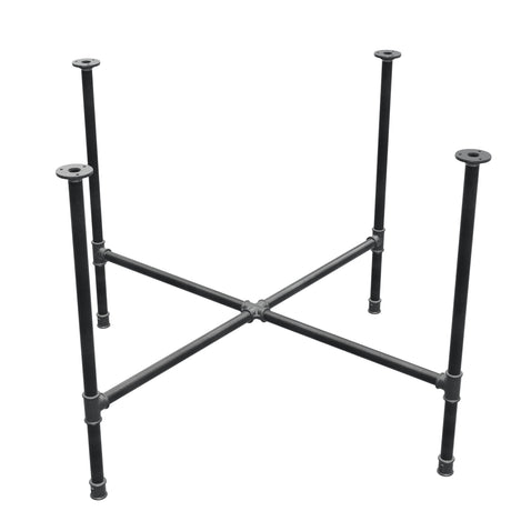 Base per tavolo da pranzo, gambe a croce, ghisa e acciaio Ø 27 mm, 115 × 115 cm, altezza 74 cm