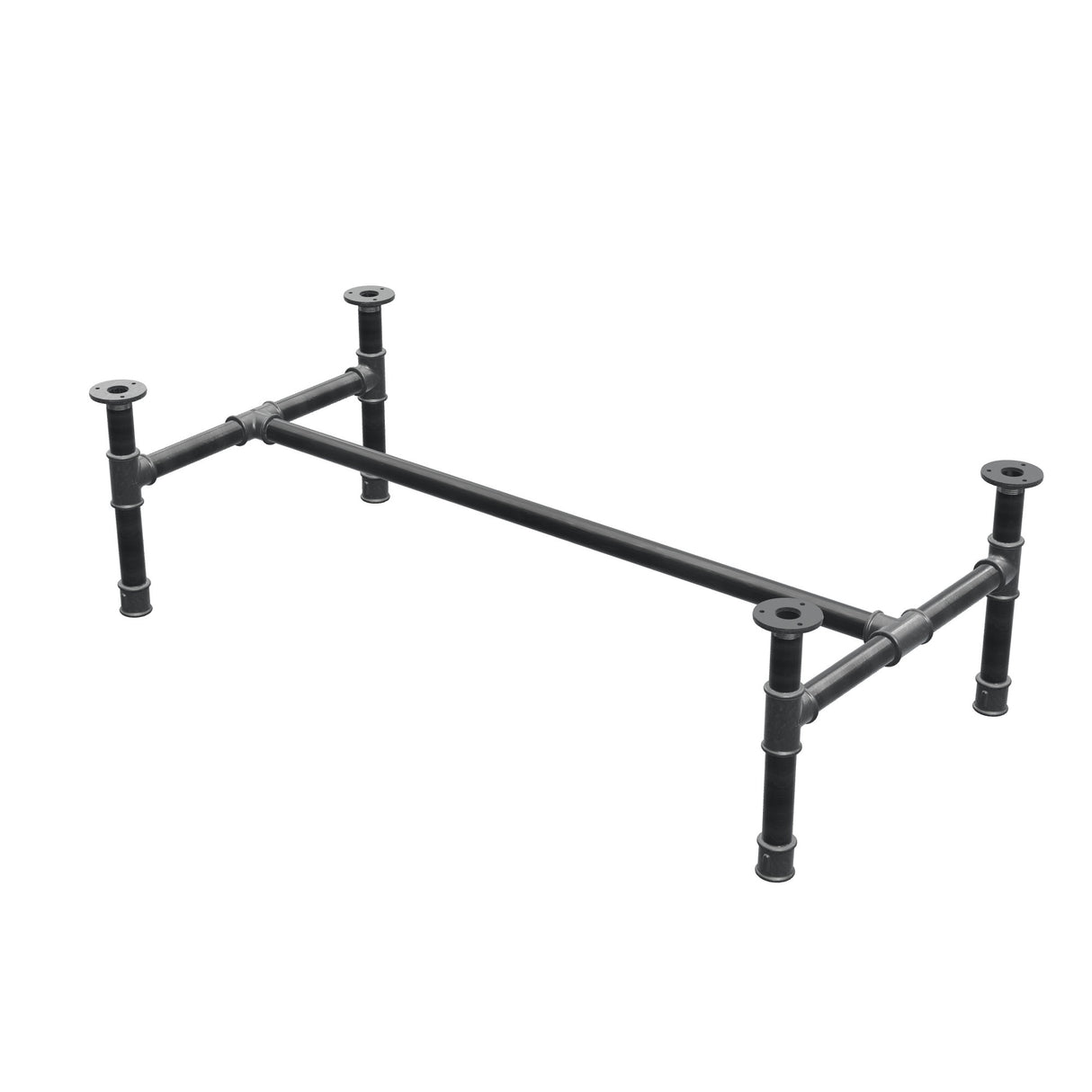 Base per tavolino, struttura a H, ghisa e acciaio Ø 34 mm, 112 × 56 cm, altezza 32 cm