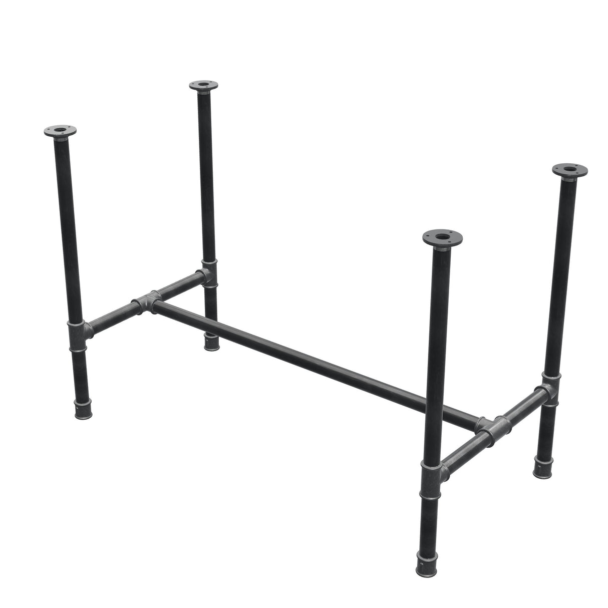 Base per tavolo da pranzo, struttura a H, ghisa e acciaio Ø 34 mm, 112 × 56 cm, altezza 75 cm