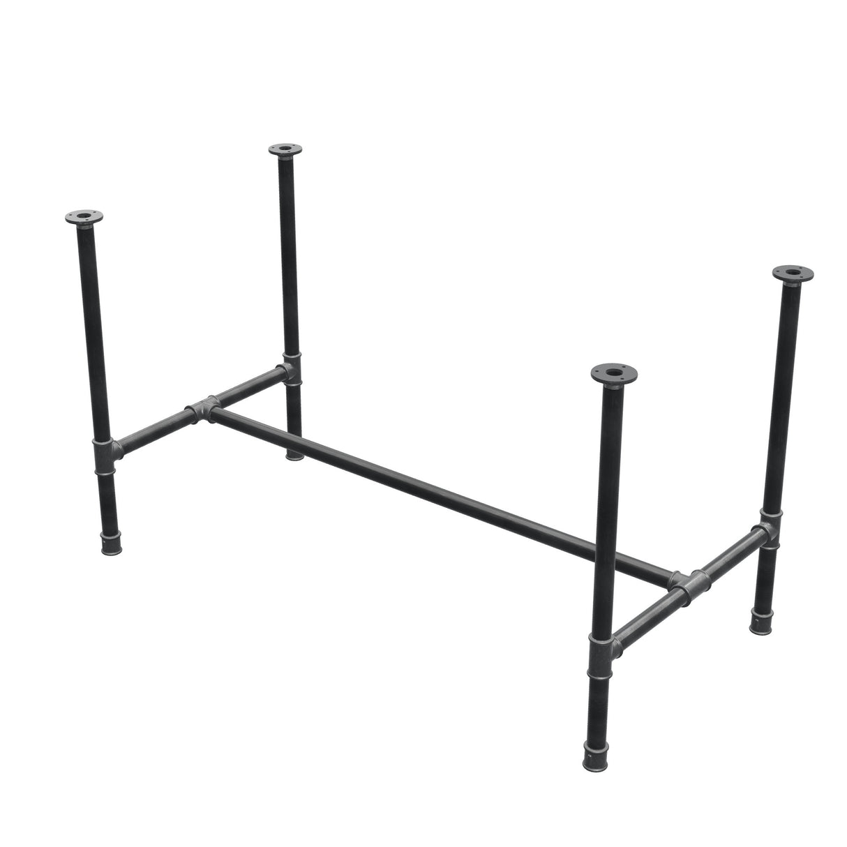 Base per tavolo da pranzo, struttura a H, ghisa e acciaio Ø 34 mm, 132 × 66 cm, altezza 75 cm