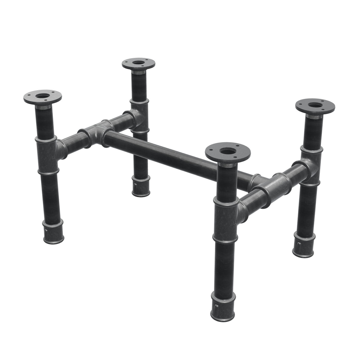 Base per tavolino, struttura a H, ghisa e acciaio Ø 34 mm, 52 × 36 cm, altezza 32 cm