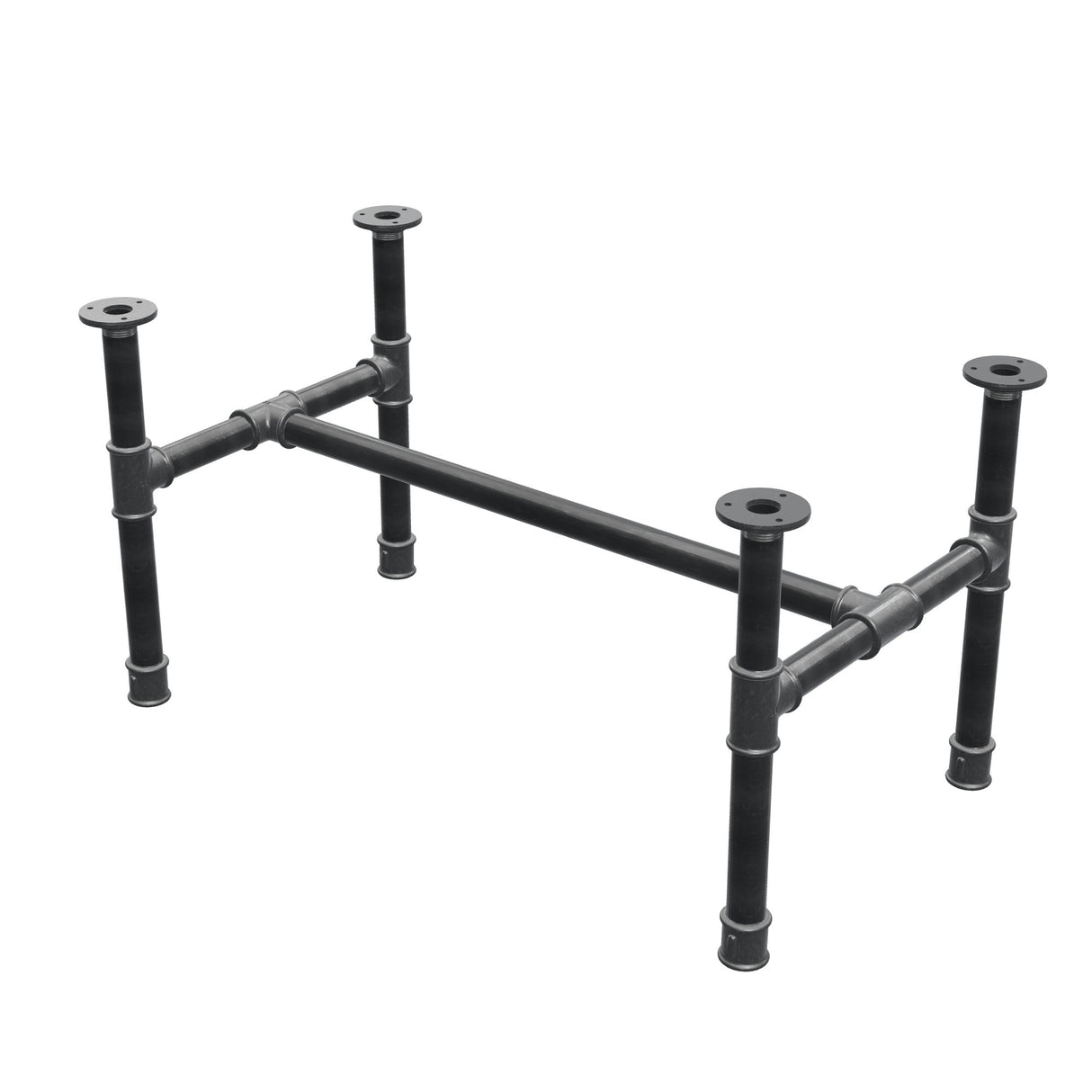 Base per tavolino, struttura a H, ghisa e acciaio Ø 34 mm, 82 × 46 cm, altezza 42 cm