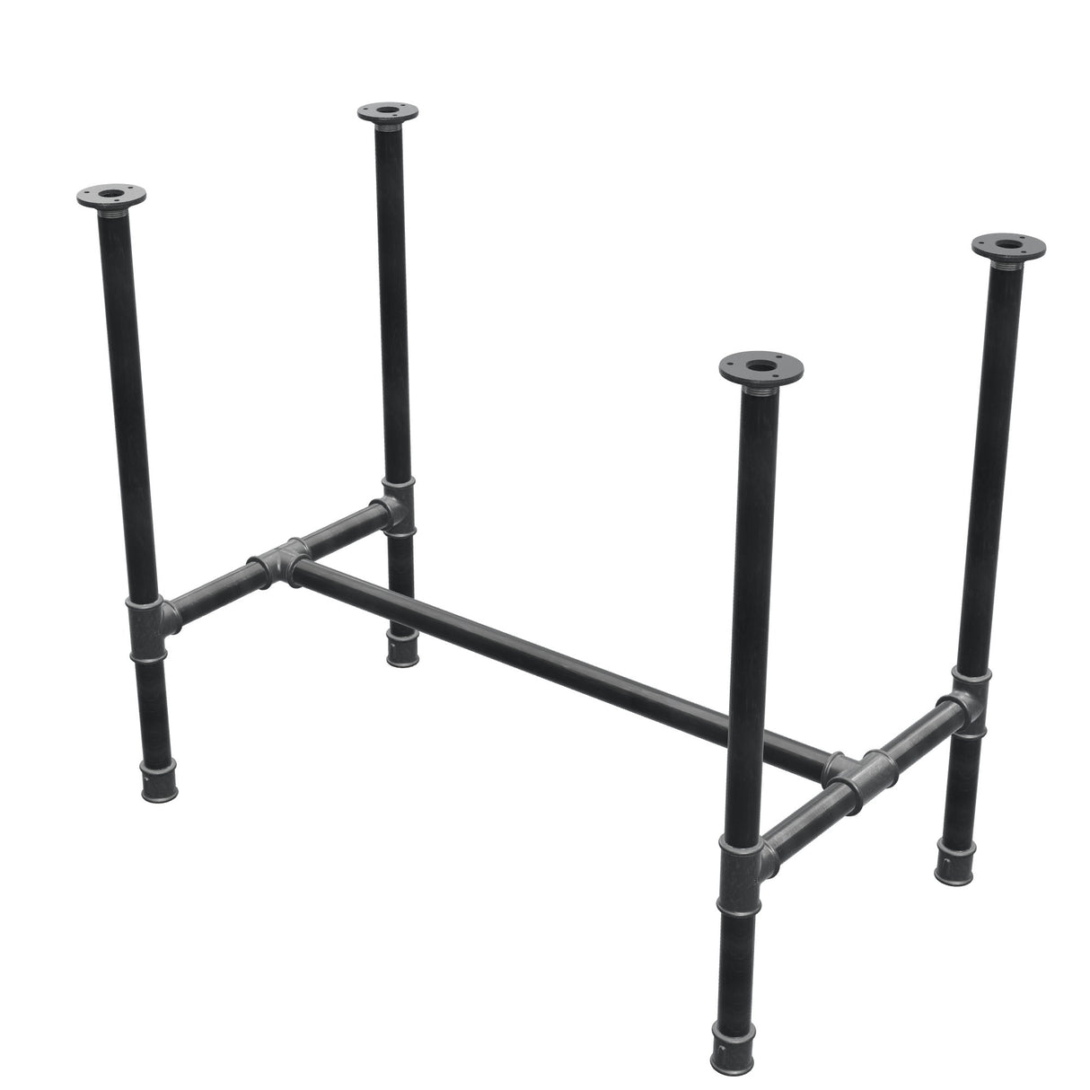 Base per tavolo da pranzo, struttura a H, ghisa e acciaio Ø 34 mm, 92 × 52 cm, altezza 75 cm