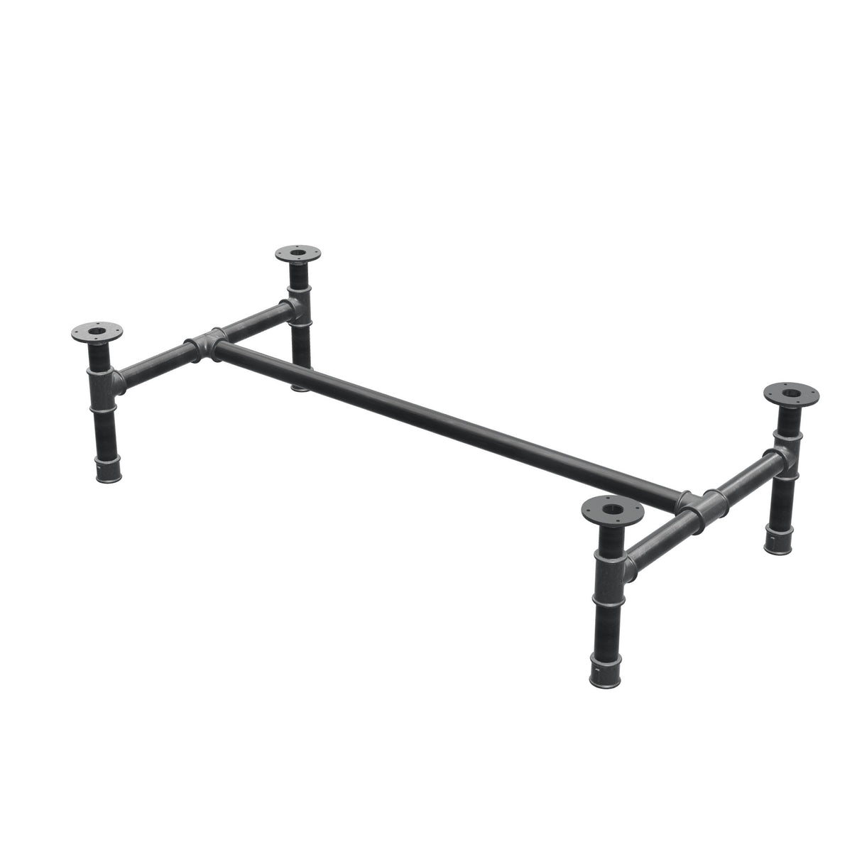Base per tavolino, struttura a H, ghisa e acciaio Ø 42 mm, 136 × 71 cm, altezza 34 cm