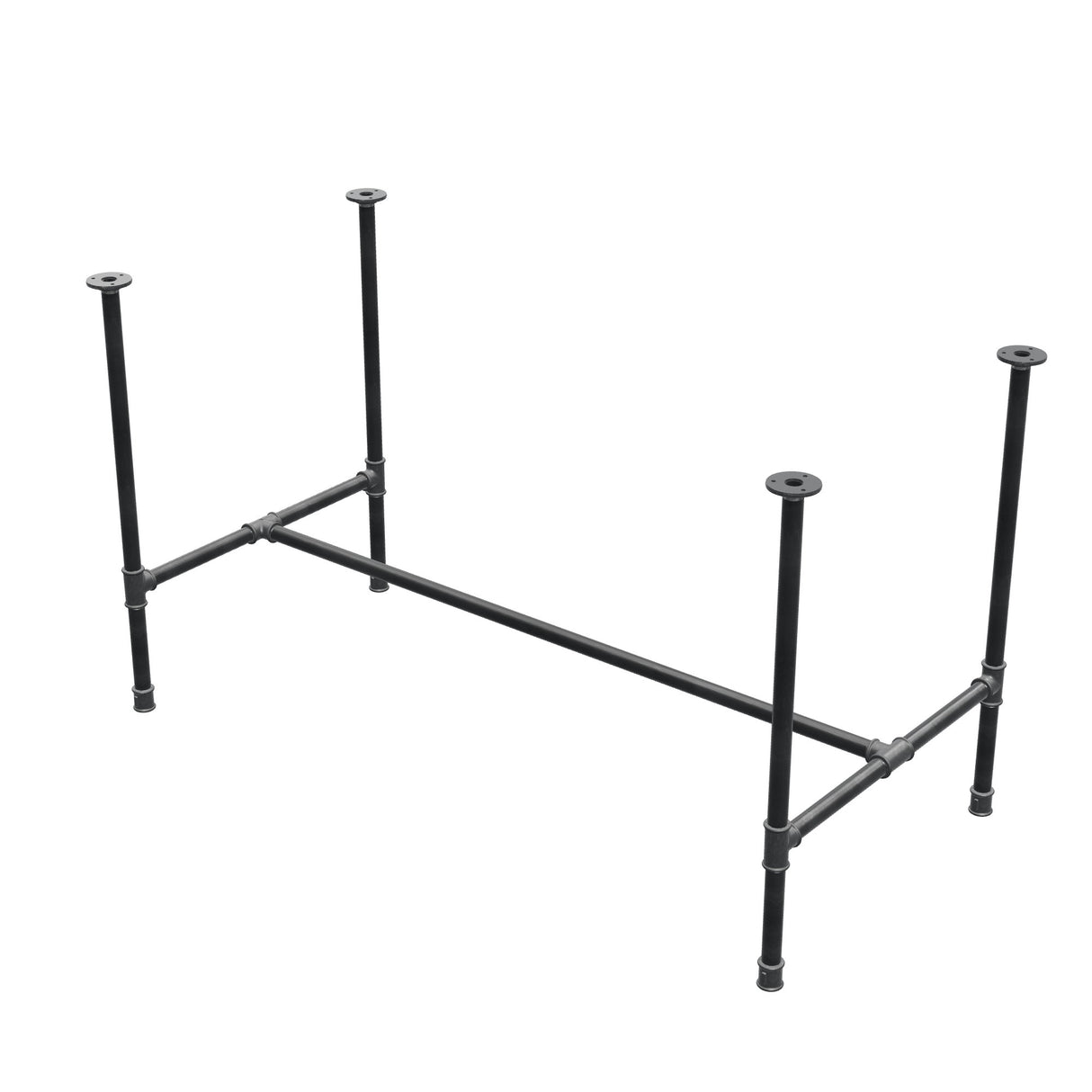 Base per tavolo da pranzo, struttura a H, ghisa e acciaio Ø 27 mm, 131 × 65 cm, altezza 74 cm