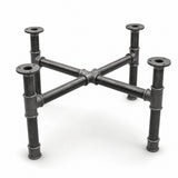 Base per tavolino, ghisa e acciaio verniciato, a croce Ø 34 mm, vista di tre quarti in studio