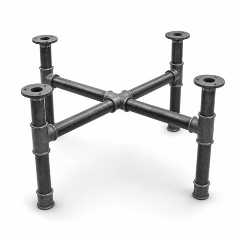 Base per tavolino, ghisa e acciaio verniciato, a croce Ø 34 mm, vista di tre quarti in studio