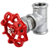 Raccordo stile valvola da 3/4'' con volantino rosso da 72 mm, dado in acciaio inox, raccordo in ghisa zincata