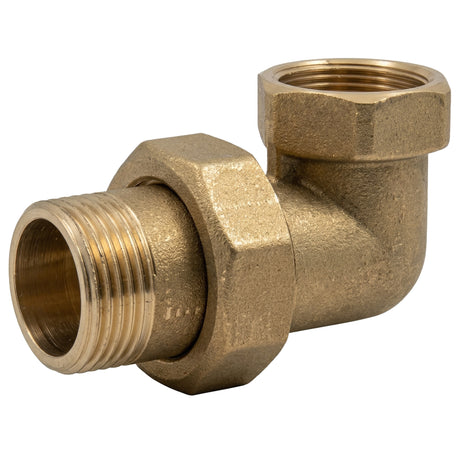 Raccord union coude mâle-femelle en laiton CW617N BSP - vue isométrique 3/4