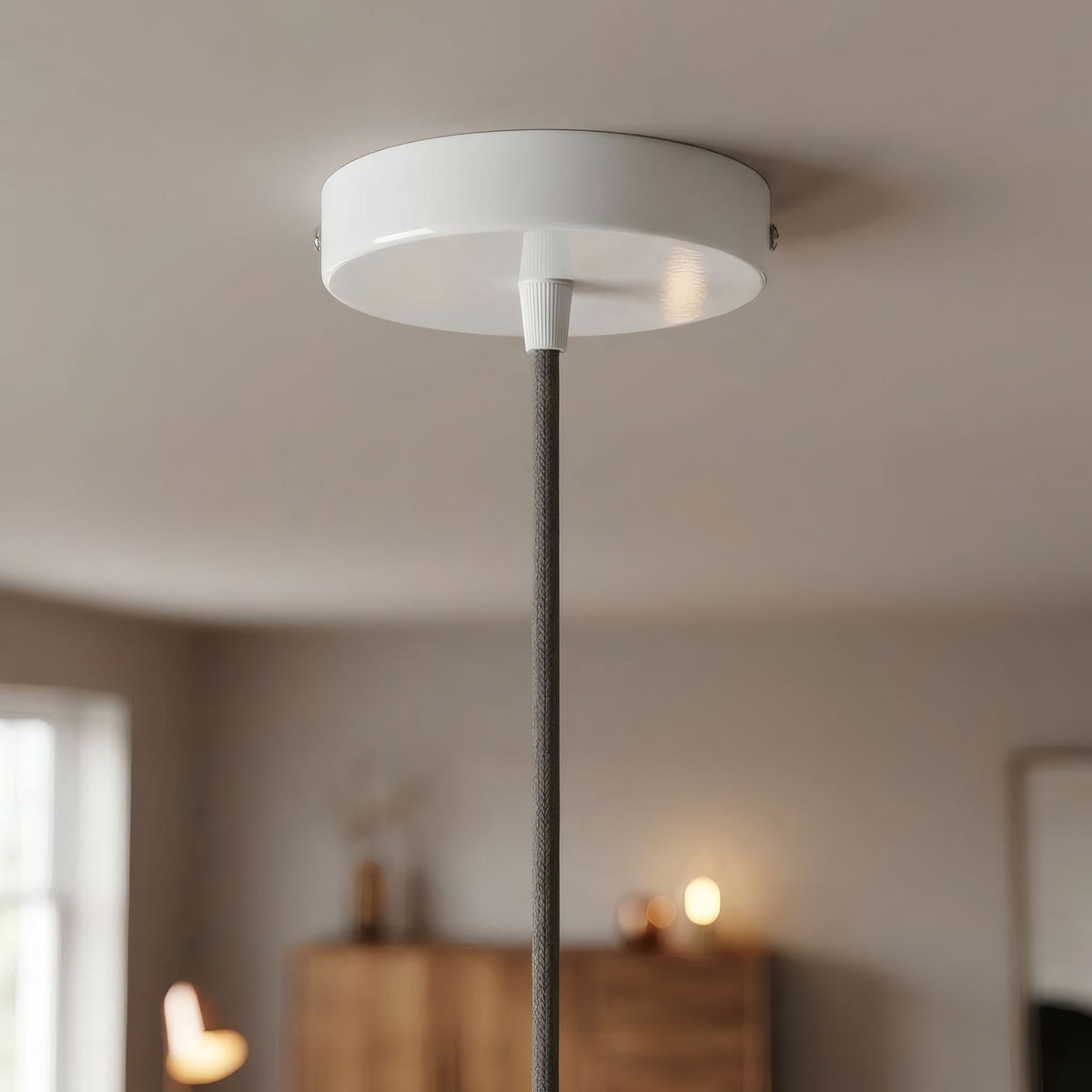 Rosone cilindrico in metallo, Ø 120 mm — Conico in termoplastica / Bianco lucido