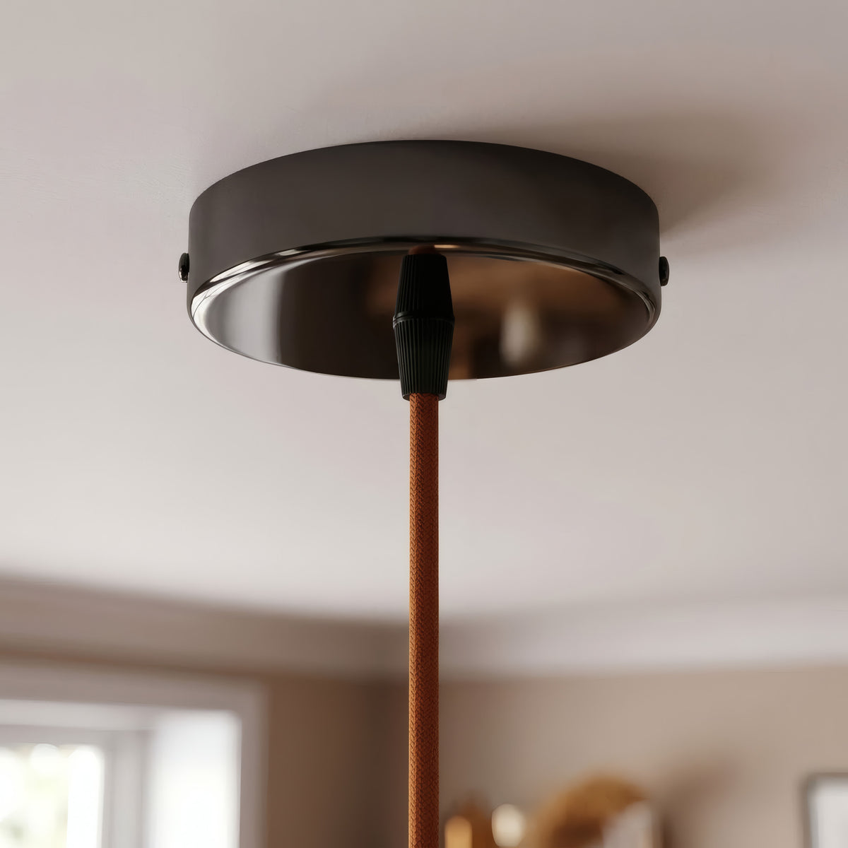 Rosone cilindrico in metallo, Ø 120 mm — Conico in termoplastica / Perla nera