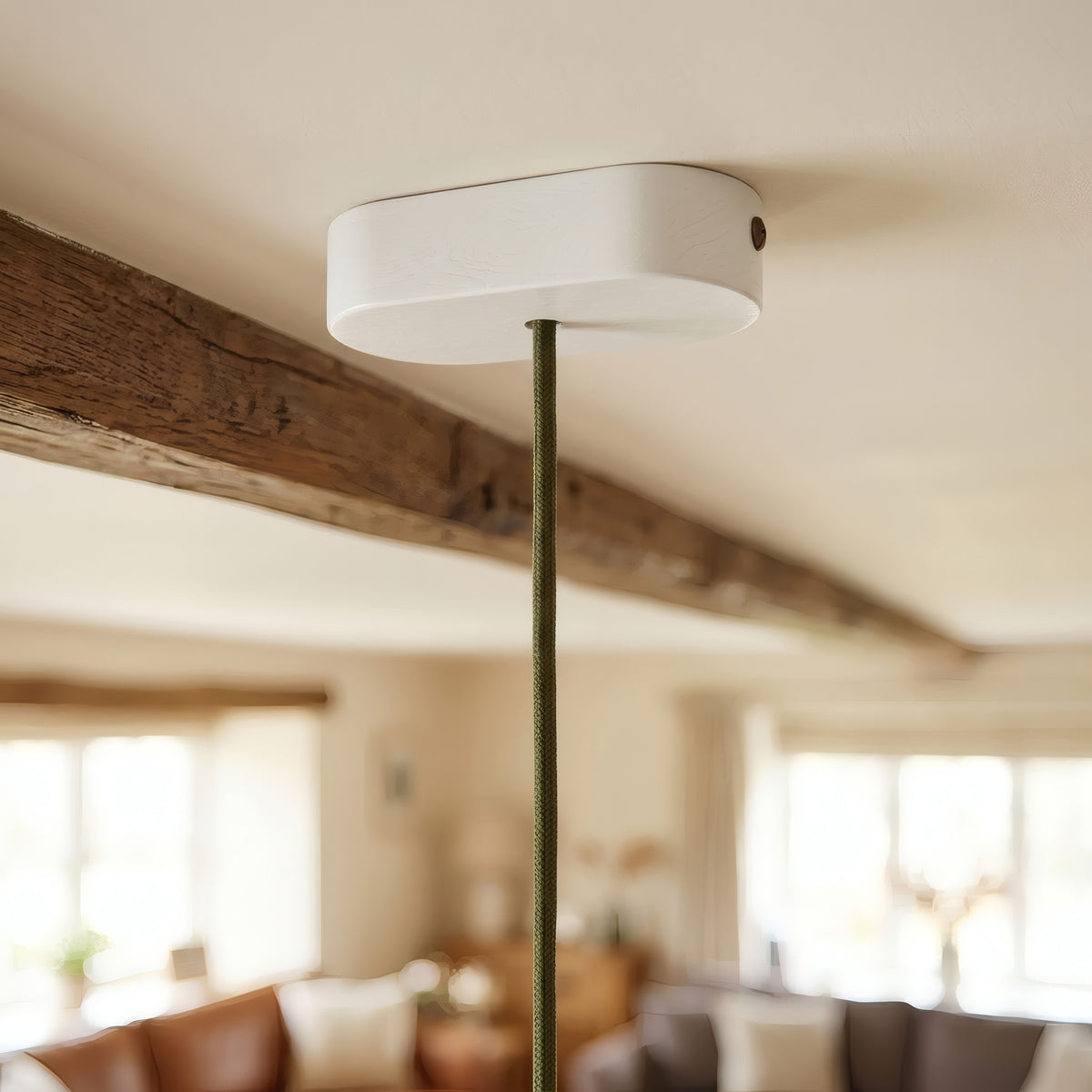 Rosone ovale in legno, 120 × 51 mm — Bianco