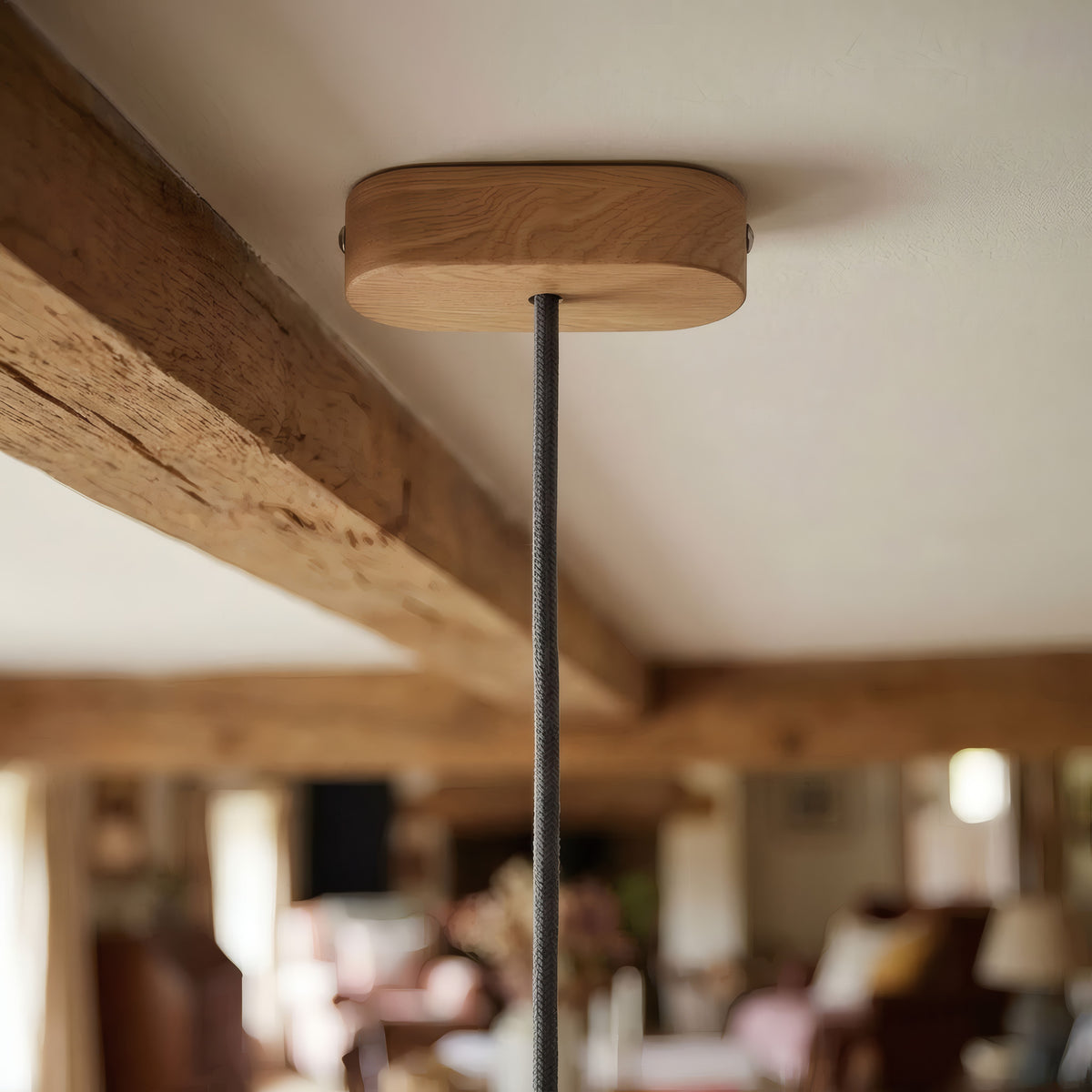 Rosone ovale in legno, 120 × 51 mm — Naturale