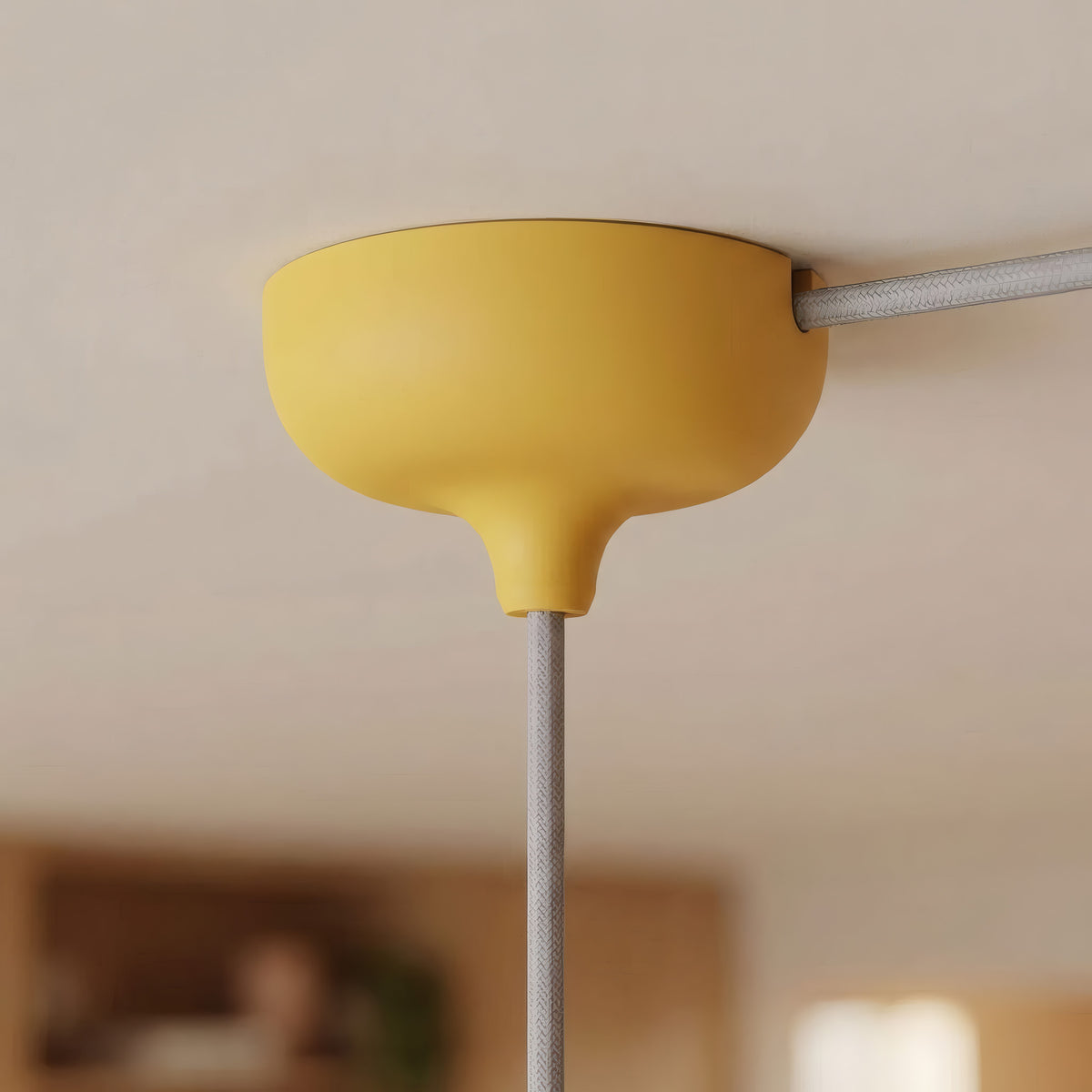 Rosone in silicone Ø 88 mm, foro centrale e uscita laterale — Giallo