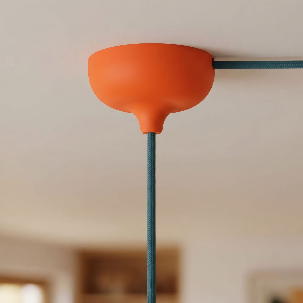 Rosone in silicone Ø 88 mm, foro centrale e uscita laterale — Arancione