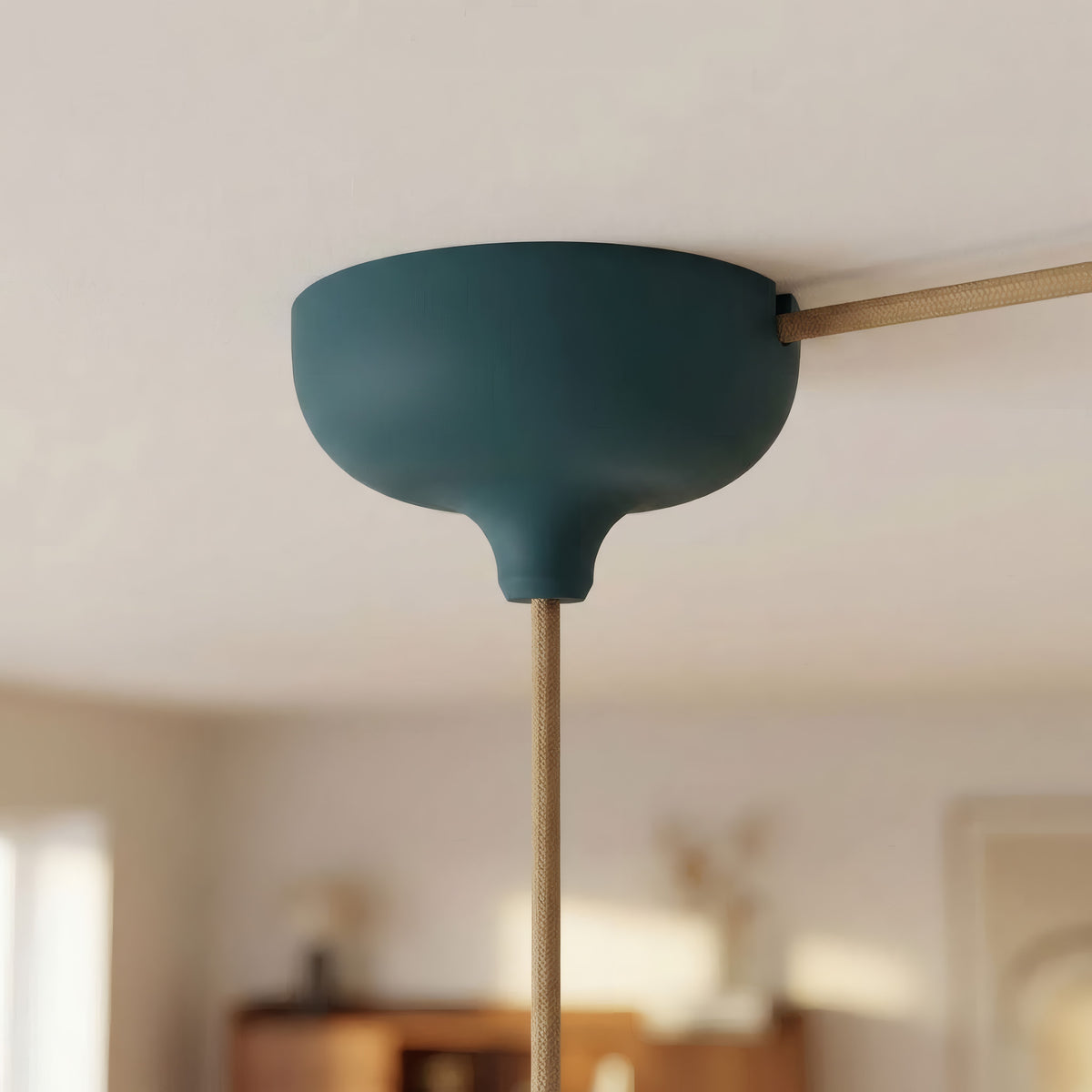 Rosone in silicone Ø 88 mm, foro centrale e uscita laterale — Blu petrolio