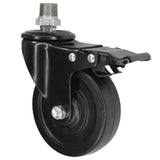 Ruota girevole industriale nera in gomma da 100 mm con freno, 1/2'' (15x21mm) maschio, raccordo in ghisa zincata